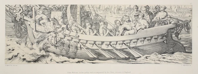 Herzog Wilhelm, in seiner Galeere, begleitet von seiner Flotte, überquert nach England, aus 